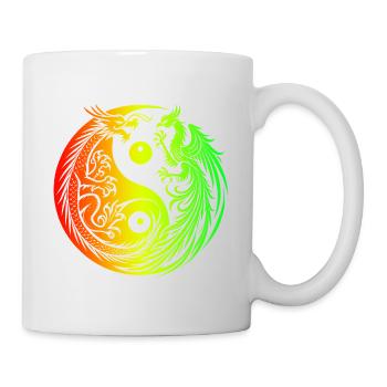 Yin Yang Drache und Phönix - Tasse - Weiß - Rechts