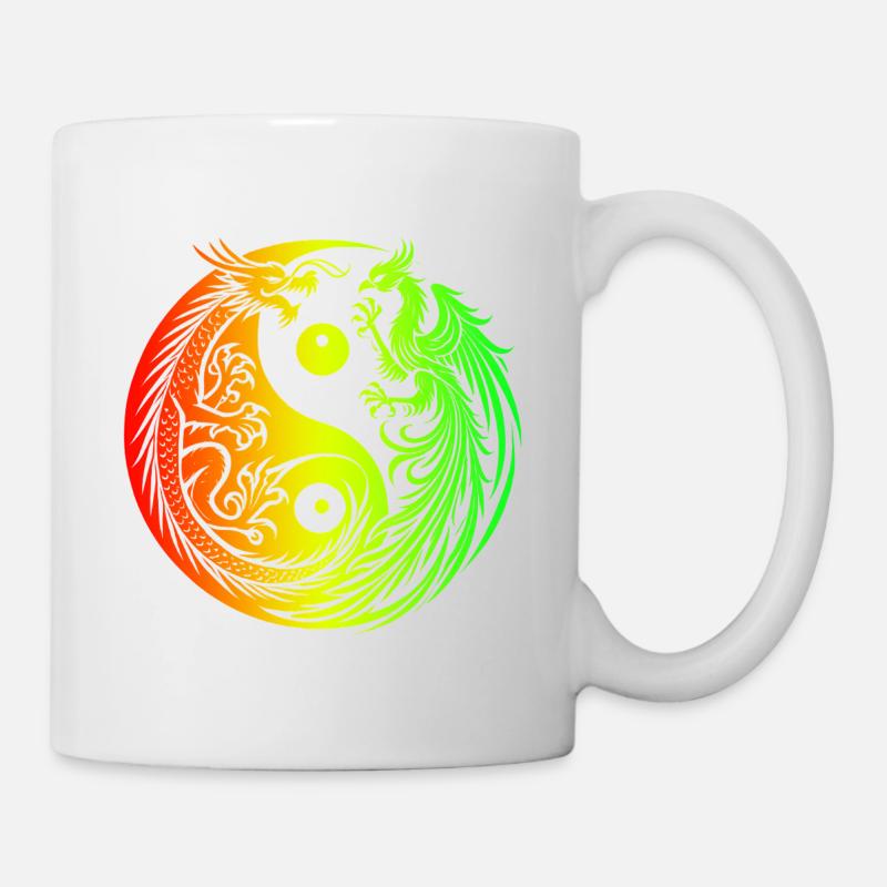 Yin Yang Drache und Phönix - Tasse - Weiß