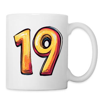 19 Zahl Bunt - Tasse - Weiß - Rechts