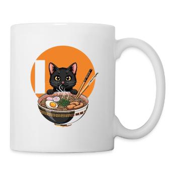 Cute Kawaii Cat Eating Ramen Funny Japanese Anime - Mug - white - Right