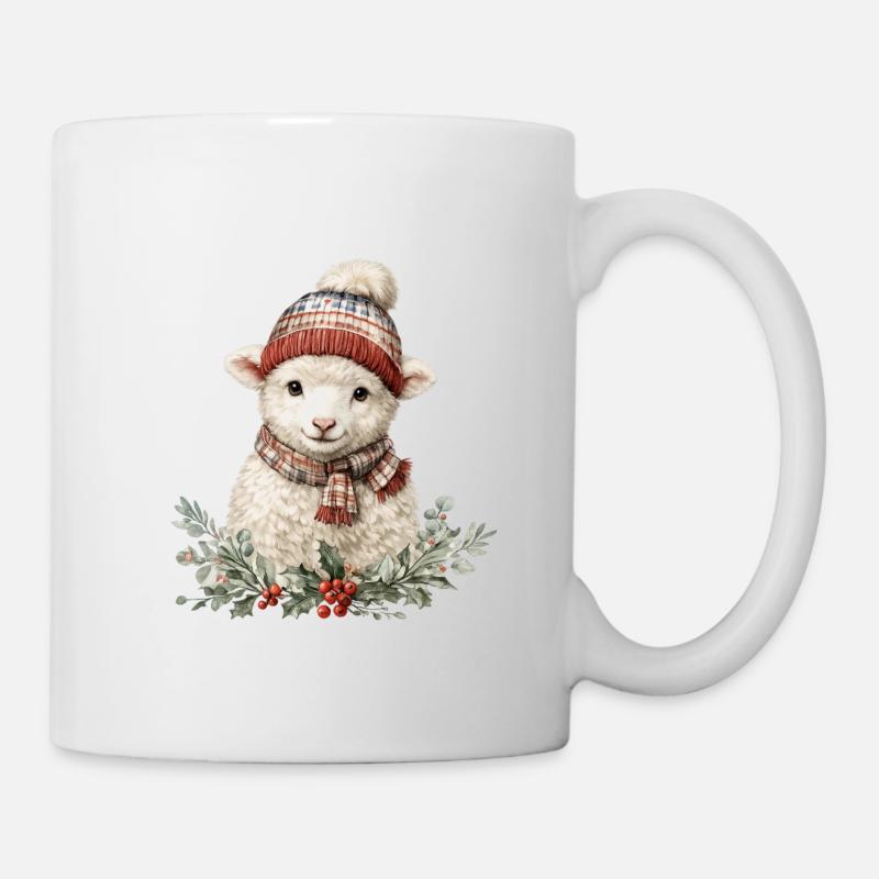 Brebis d’hiver avec écharpe - Mug blanc - blanc
