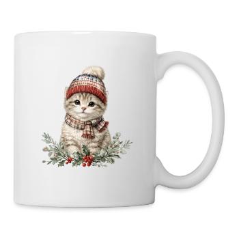 Winter kitten with hat and scarf - Mug - white - Right