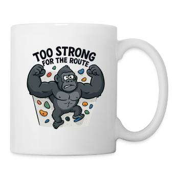 Bouldern Shirt lustig – Gorilla „Too Strong“ - Tasse - Weiß - Rechts