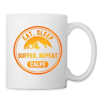 Essen, schlafen, wiederholen, Calpe wiederholen. - Tasse - Weiß - Rechts
