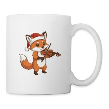 Weihnachtsfuchs-Tier spielt Geigenkunst - Tasse - Weiß - Rechts