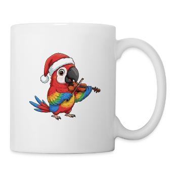 Weihnachtspapageienvogel spielt Geigenkunst - Tasse - Weiß - Rechts
