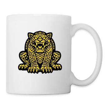 Totem jaguar aztèque – Bête guerrière mésoaméricaine Sy - Mug blanc - blanc - Droite