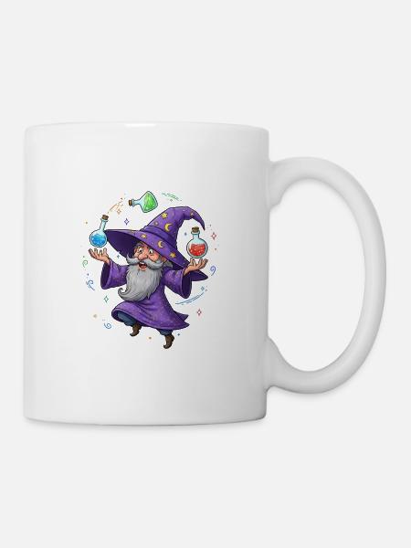A magician in a purple cloak with an elixir - Mug - white