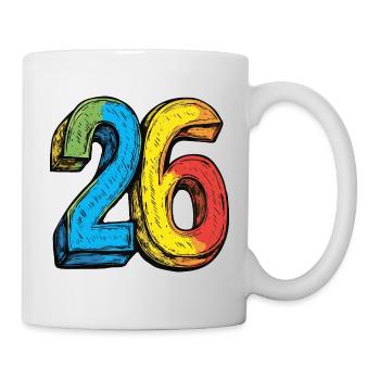 26 Zahl Bunt - Tasse - Weiß - Rechts