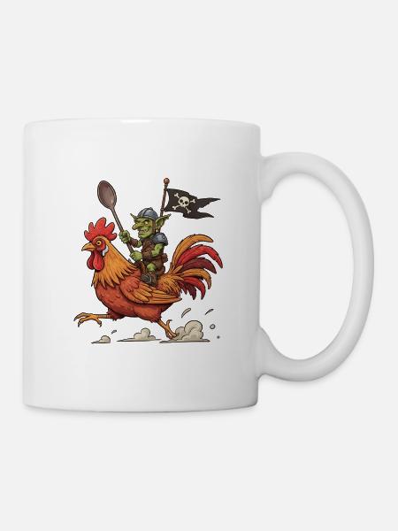 Goblin rider on a rooster - Mug - white