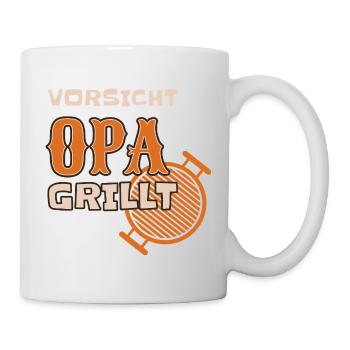 Attention : grand-père grille une tenue de barbecue drôle - Mug blanc - blanc - Droite