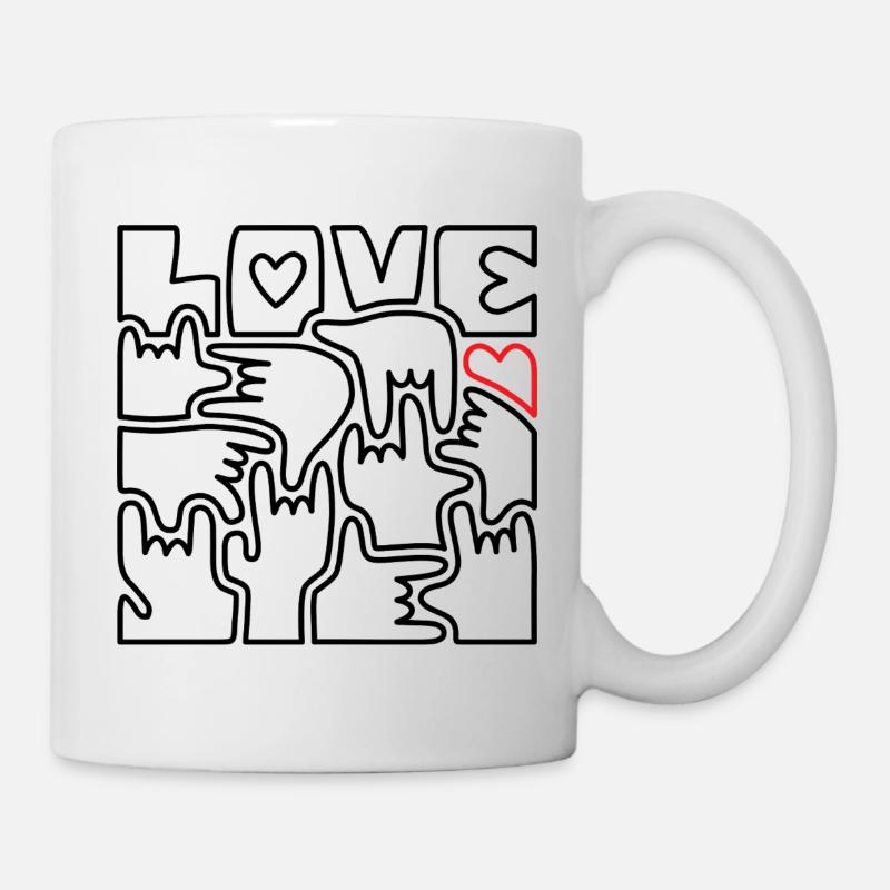 LIEBE – Gebärdensprache Ich liebe dich Schwarz - Tasse - Weiß