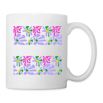 Abstrakte Kunst Blumen - Tasse - Weiß - Rechts