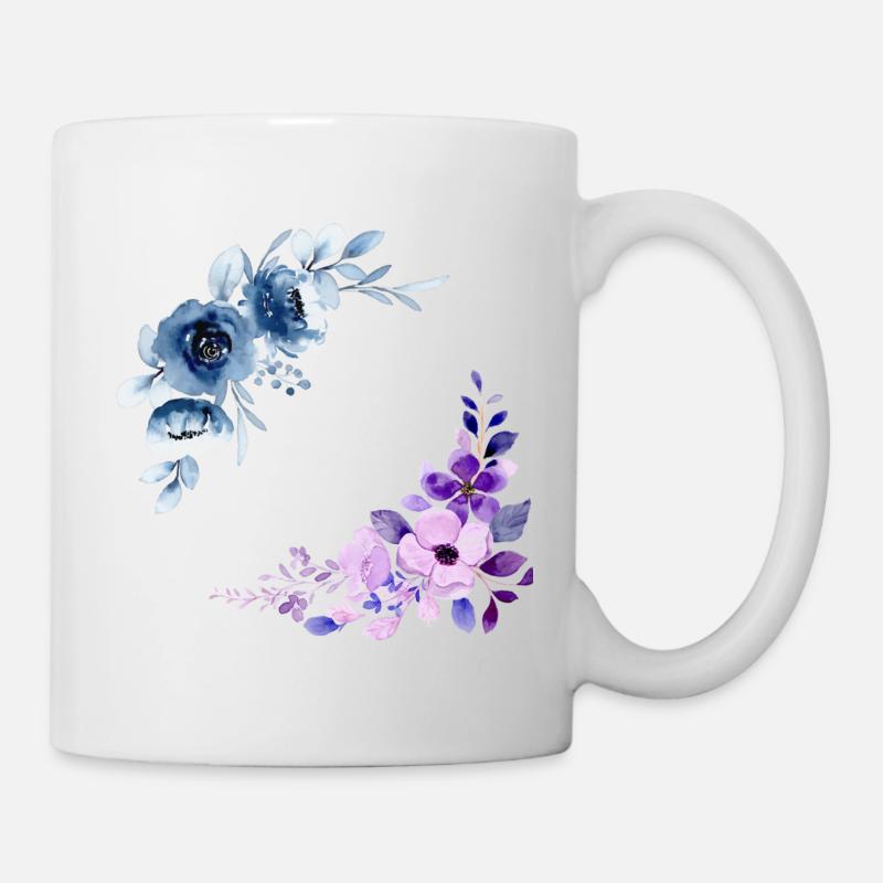 2 bouquets florales - Mug blanc - blanc
