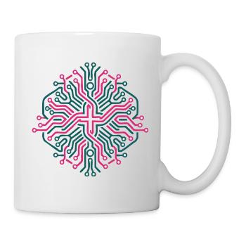 Rosa und Blaues symmetrisches neuronales Netzwerk - Tasse - Weiß - Rechts