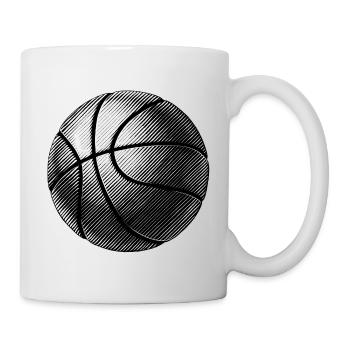 Schwarz-Weiß-Basketball-Sketch - Tasse - Weiß - Rechts