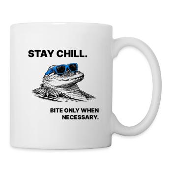 Stay Chill – Krokodil Spruch Halftone Style - Tasse - Weiß - Rechts