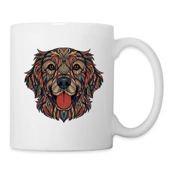 Buntes Hundeporträt Muster - Tasse - Weiß - Rechts