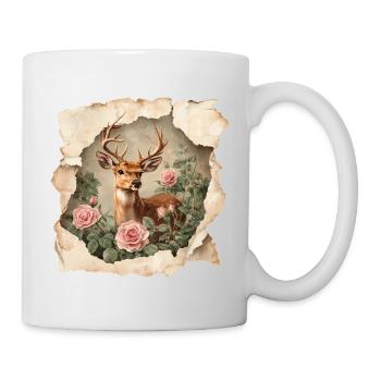Hirsch Vintage - Tasse - Weiß - Rechts
