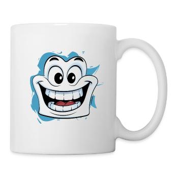 Happy Laughing cartoon face in white and happy eye - Mug - white - Right
