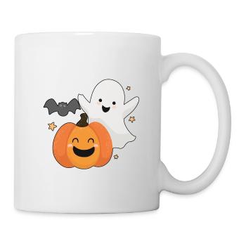 Fun ghost, pumpkin and bat - Mug - white - Right