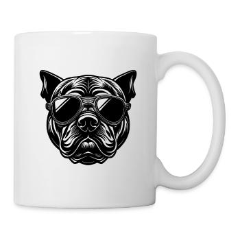 Bulldogge mit Sonnenbrille - Tasse - Weiß - Rechts