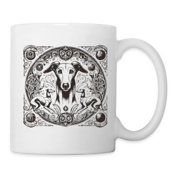 Greyhound Mandala Ornament - Tasse - Weiß - Rechts