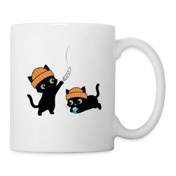Zwei süße Kätzchen am Spielen. Einzigartig. - Tasse - Weiß - Rechts