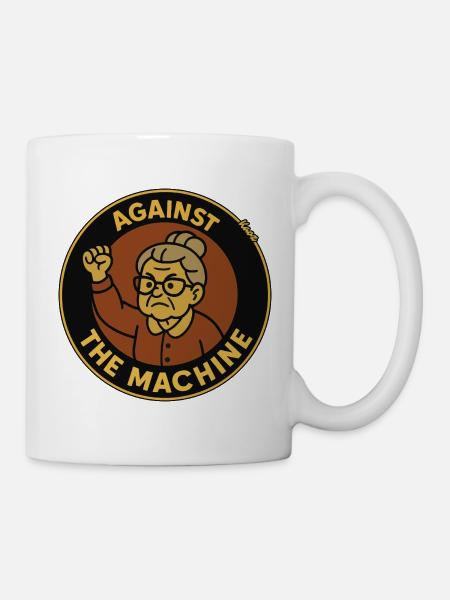 Gegen die Maschine – Oma Protest - Tasse - Weiß