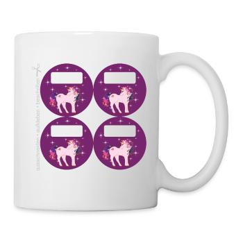 DIY Schulaufkleber Set - Fantasy Einhorn lila - 4 - Tasse - Weiß - Rechts