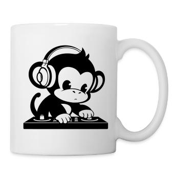 DJ Affe mit Kopfhörern - Tasse - Weiß - Rechts