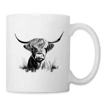 Illustration de l’écorce du bétail des Highlands - Mug blanc - blanc - Droite