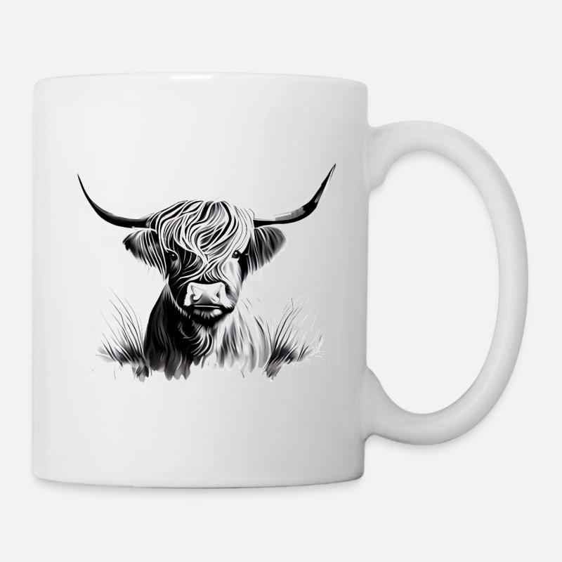 Illustration de l’écorce du bétail des Highlands - Mug blanc - blanc