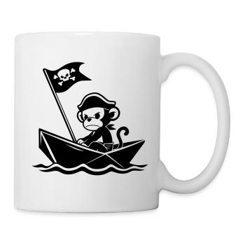 Singe pirate en colère dans le bateau - Mug blanc - blanc - Droite