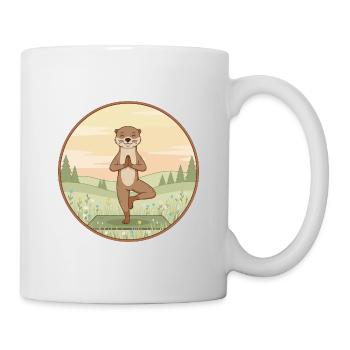 Yoga Loutre Animal faisant la posture de l’arbre - Mug blanc - blanc - Droite