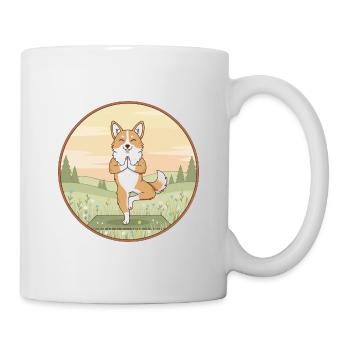 Yoga-Corgi-Hund macht Baumposen-Kunst - Tasse - Weiß - Rechts