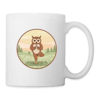 Yoga-Eulenvogel macht Baumposen-Kunst - Tasse - Weiß - Rechts