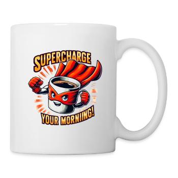 Supercharge Your Morning Kaffeeheld - Tasse - Weiß - Rechts