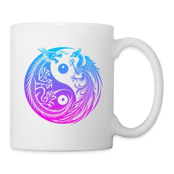 Yin Yang Drache und Phönix Neon - Tasse - Weiß - Rechts
