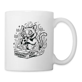 Flaming Cat in a Warning Box Pizza - Mug - white - Right