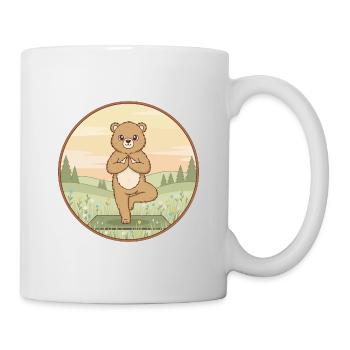 Yoga Bear Animal Doing Tree Pose Art - Mug - white - Right