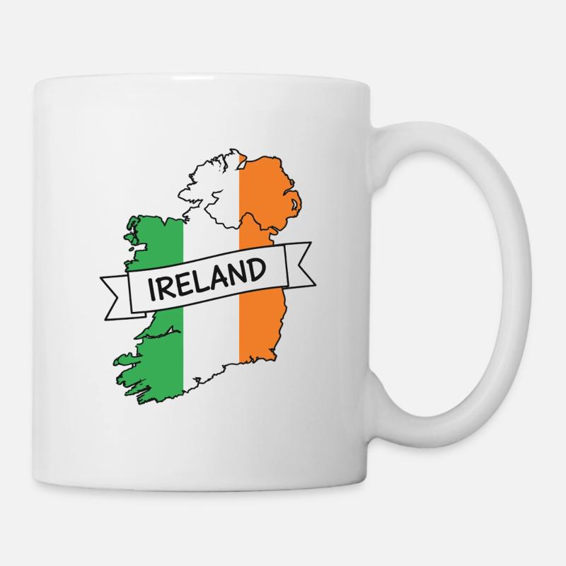 Irland-Karten-Trikolore-Band - Tasse - Weiß