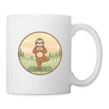 Yoga-Faultier-Tier macht Baumposen-Kunst - Tasse - Weiß - Rechts