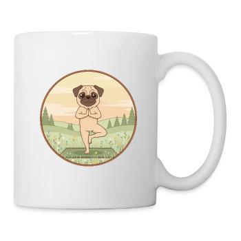 Yoga-Mopshund macht Baumposen-Kunst - Tasse - Weiß - Rechts