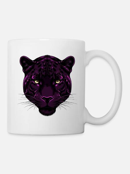 Violetter Tigerkopf - Tasse - Weiß