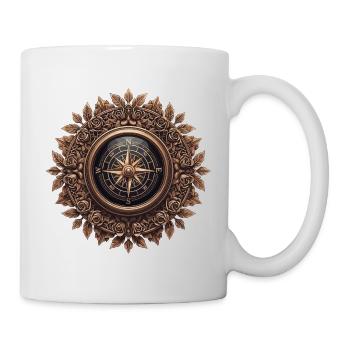 Vintage compass with rose frieze - Mug - white - Right