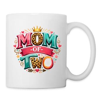 MOM of TWO! Krone, Leo Liebe, Personalisierbar - Tasse - Weiß - Rechts