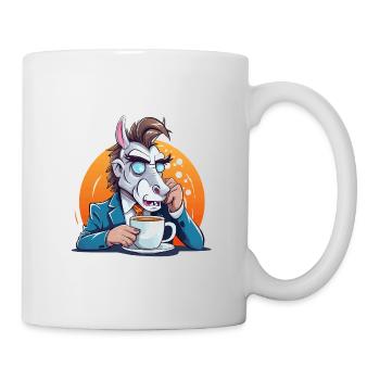 Âne de bureau buvant un café - Mug blanc - blanc - Droite
