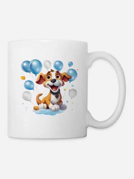Lustiger Ballonhund im Partylook - Tasse - Weiß
