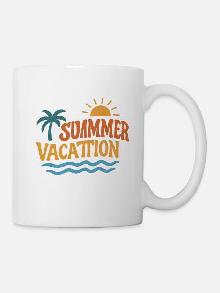 Summer Holidays Palm Trees Sun Waves - Mug - white